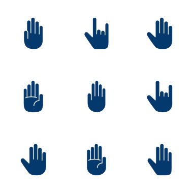 Beyaz arkaplanda el simgesi vektörü izole edildi. El hareketi. Eller dursun