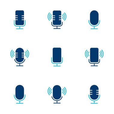 Beyaz arkaplanda izole edilmiş mikrofon simgesi vektörü. Mikrofon işareti. Karaoke mikrofon ikonu. Yayın mikrofonu işareti