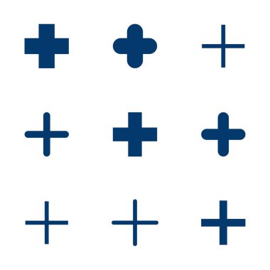 Artı beyaz arkaplanda izole edilmiş simge vektörü. Artı simge ekle. Toplama işareti. Tıbbi Artı simgesi