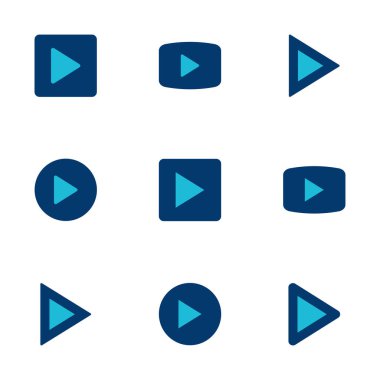 Beyaz arkaplanda izole edilmiş simge vektörünü çal. Düğme vektör simgesini oynat. Video simgesi vektörü