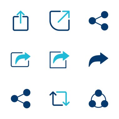 Beyaz arkaplanda izole edilmiş simge vektörünü paylaş. Vektör simgesini paylaş