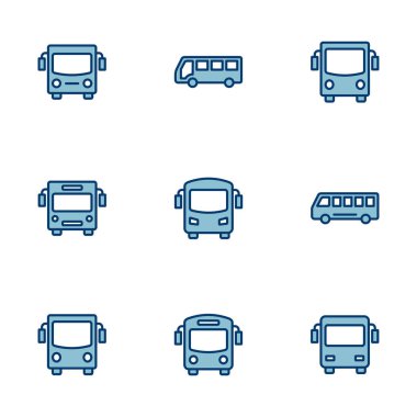 Otobüs simgesi vektörü beyaz arkaplanda izole edildi. Siyah yol vektör simgesi