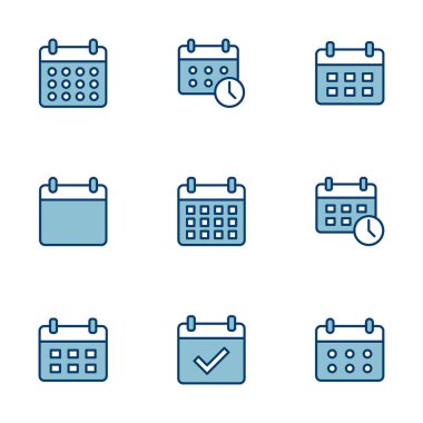 Takvim simgesi vektörü beyaz arkaplanda izole edildi. Takvim sembolü. Takvim vektör simgesi. Son teslim tarihi. Randevu. Süre