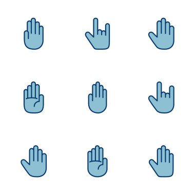 Beyaz arkaplanda el simgesi vektörü izole edildi. El hareketi. Eller dursun