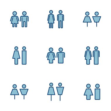 Beyaz arka planda erkek ve kadın ikon vektörü izole edildi. erkek ve kadın sembolü