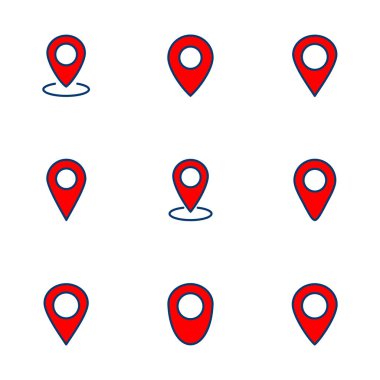 Pin simgesi vektörü beyaz arkaplanda izole edildi. Konum simgesi. Harita işaretleyici simgesi. Nokta. Yer bulucu. Adres