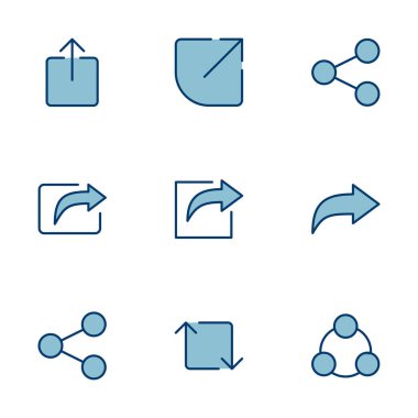 Beyaz arkaplanda izole edilmiş simge vektörünü paylaş. Vektör simgesini paylaş