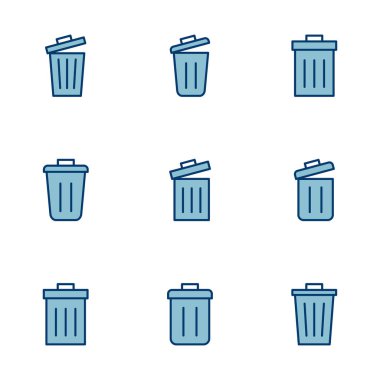 Çöp simgesi vektörü beyaz arkaplanda izole edildi. Çöp kutusu simgesi. Simge vektörünü sil