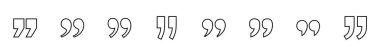 Beyaz arkaplanda izole edilmiş simge vektörü. Alıntı işareti simgesi. Tırnak işareti sembolü.