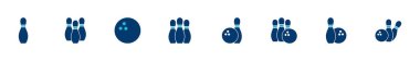 Bowling oyunu Pin Icon vektörü beyaz arkaplanda izole edildi. Bowling ikonu, top ve iğne