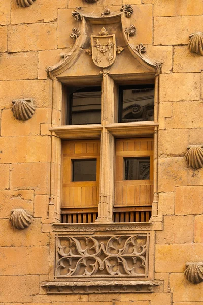 Bella finestra della Casa delle Conchiglie a Salamanca — Foto Stock