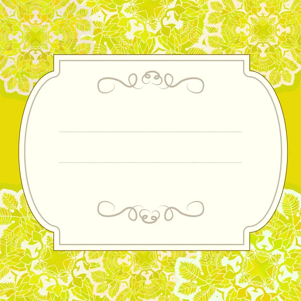 Yellow ornamented card with floral pattern — Stock Vector