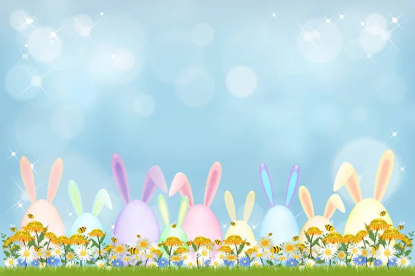 Selamat Paskah Kartu Ucapan Liburan Dengan Alam Spring Pastel Easter - Stok Vektor