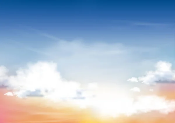 Цветное Небо Белыми Облаками Фон Векторная Сетка Природы Розовый Желтый — стоковый вектор