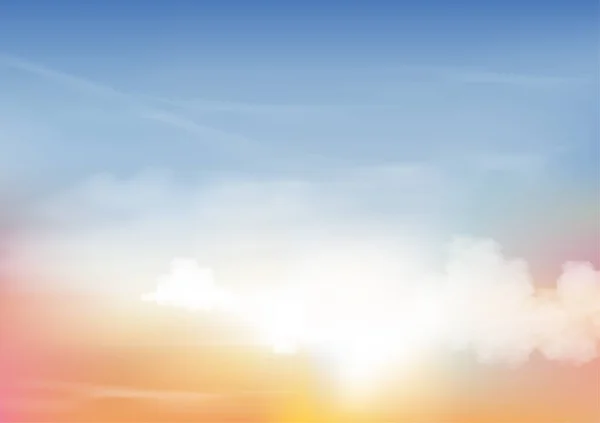 Утреннее Небо Белыми Облаками Горизонт Весенний Пейзаж Розовом Оранжевом Желтом — стоковый вектор
