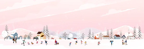 Paisagem Inverno Cidade Noite Com Neve Caindo Véspera Natal Ilustração —  Vetores de Stock