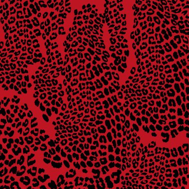 Vector Leopard pattern skin in red and black, Illuatration Animal print with abstract random dot for paper wrapping, scarfs, print and fabric background clipart