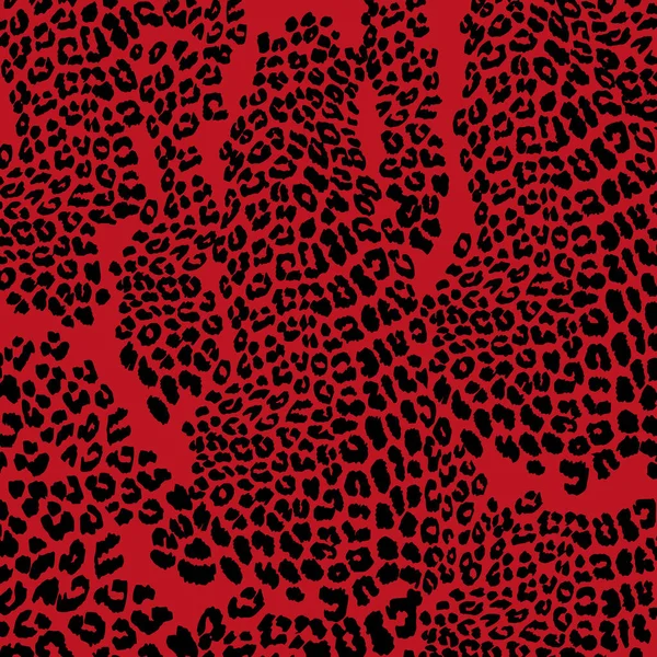 Vector Leopardenmuster Haut Rot Und Schwarz Illustration Animal Print Mit — Stockvektor