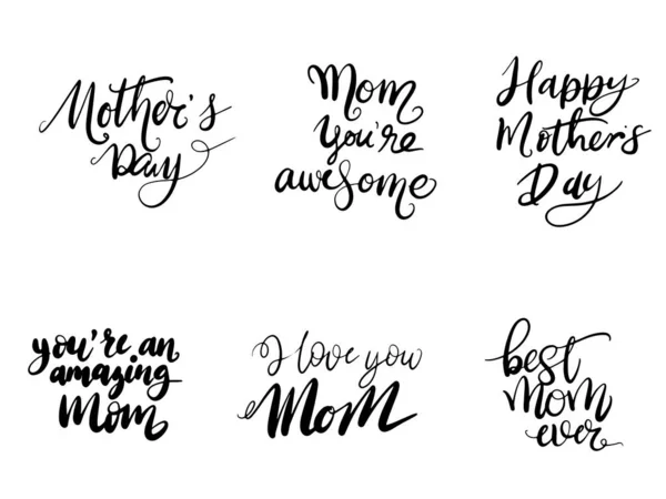 Desain Surat Hari Ibu Bahagia Ilustrasi Vektor Gaya Tulisan Tangan - Stok Vektor
