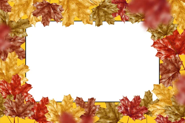 Fondo Otoño Decorado Con Hojas Coloridas Espacio Copia Para Texto — Vector de stock