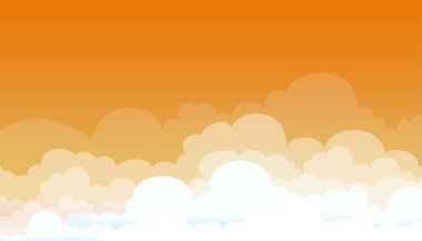 Orange 'da Akşam Günbatımı Gökyüzü, Bulutlu sarı renk, Skyline ve Cloudscape' in dramatik alacakaranlık manzarası, dört sezon boyunca Sunrise 'ın vektör ufuk çizgisi hava arkaplanı