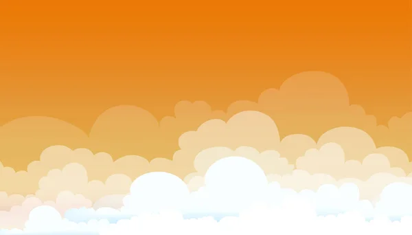 Вечерний Закат Небо Оранжевом Желтый Цвет Облаками Драматические Сумерки Пейзаж — стоковый вектор