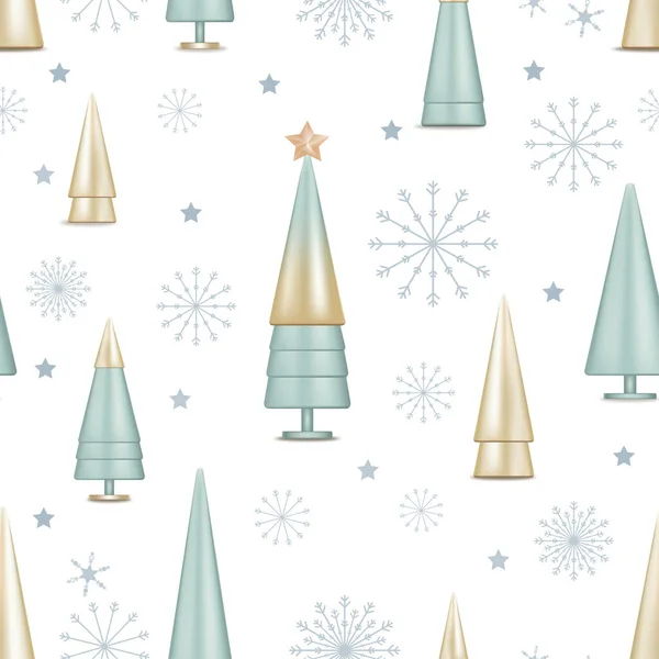 Motif Sans Couture Avec Jolis Flocons Neige Étoile Arbre Noël — Image vectorielle