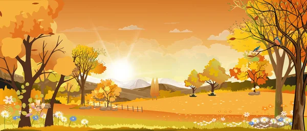 Vektorherbstlandschaft Mit Berglandschaft Aus Nebligen Kiefernwäldern Morgen Friedliches Naturpanorama Minimalistischen — Stockvektor