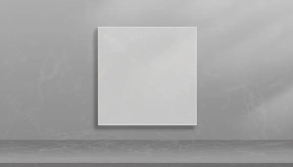 Studio Vide Mockup Marbre Gris Sur Fond Mural Vue Face — Image vectorielle