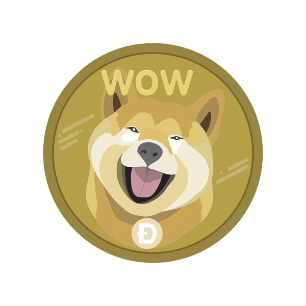 白の背景に隔離されたドージコインDoge暗号通貨 ベクターイラストコインの柴犬の顔 フラットデザインシンボルデジタル通貨 — ストックベクタ