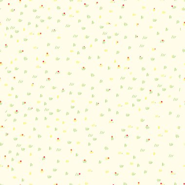 Lawn grass seamless in Autumn,Vector cartoon nature field texture, Cute meadow with tiny flowers on fall,Pattern summer grass on ground,Endless seasonal for four seasons,Natural abstract background