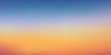 Akşamları turuncu, sarı ve mavi renkli gün batımı gökyüzü, koyu mavi gökyüzü dramatik alacakaranlık manzarası, bahar ya da yaz arkaplanı için gün doğumunun vektör örgü ufuk çizgisi, doğal Panorama 