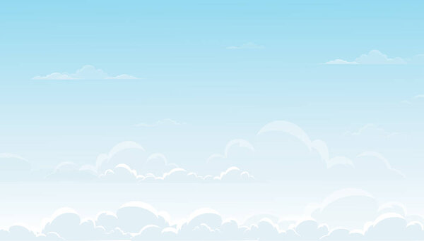 Blue sky with altostratus clouds background,Vector Cartoon sky with cirrus clouds, Concept all seasonal horizon banner in sunny day spring and summer in the morning. Vector illustration horizon 