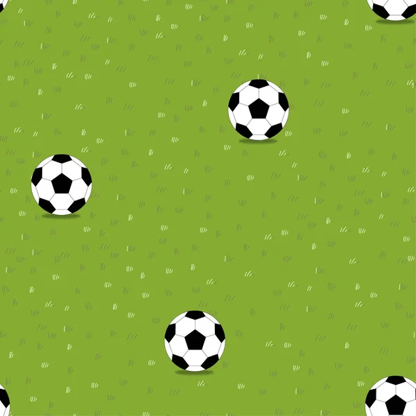 Césped Hierba Inconsútil Con Fútbol Campo Verano Vector Dibujos Animados — Vector de stock