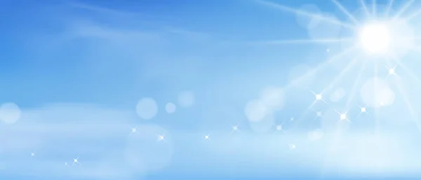 Langit Biru Dengan Matahari Bersinar Awan Altostratus Vector Cartoon Sky - Stok Vektor