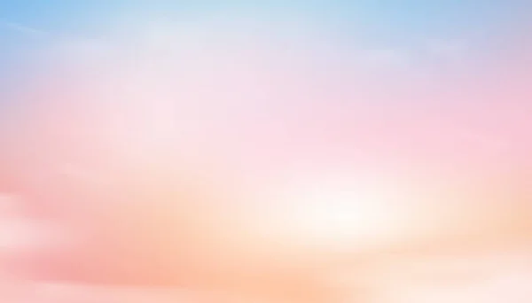 Colourful Sky Fluffy Clouds Pastel Tone Blue Pink Yellow Orange — 스톡 벡터