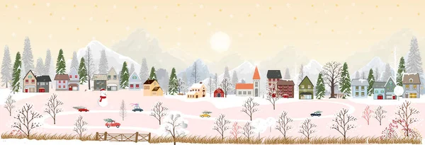 Joyeux Noël Bonne Année 2022 Carte Vœux Avec Fond Paysage — Image vectorielle