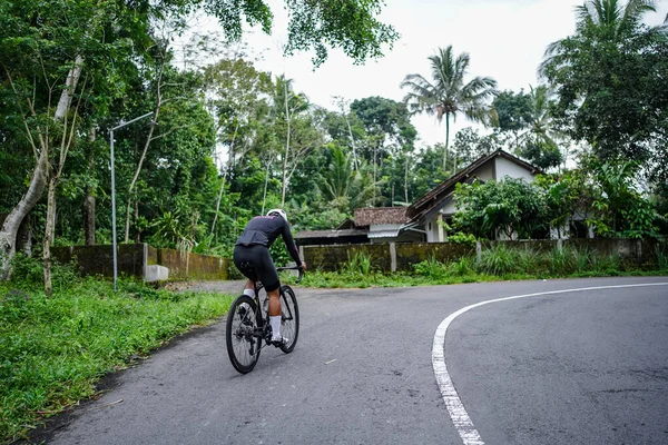 Fahrradposition Wenn Die Straße Bergauf Geht Yogyakarta Indonesien Januar 2021 — Stockfoto