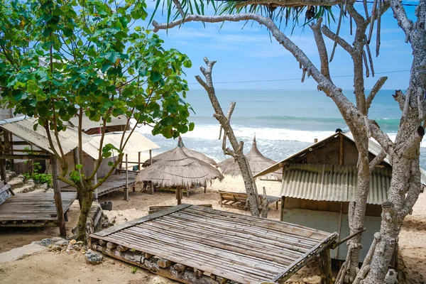 Beautiful view of Watu lumbung beach in Gunung kidul, Yogyakarta. White sandy beach.