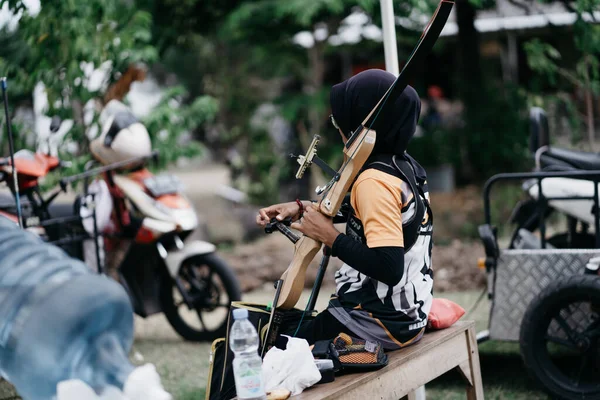 Pelatihan Cabang Panahan Untuk Atlet Npc Komite Paralimpiade Nasional Daerah — Stok Foto