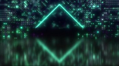 Siber teknoloji fütüristik geçmişi. Arayüzün neon retro tarzı animasyonu