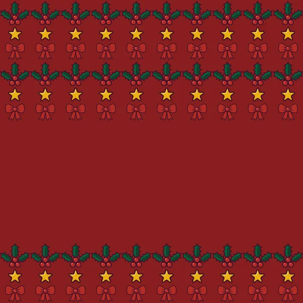 Navidad suéter feo fondo. Muérdago, estrellas, arcos en color rojo. — Archivo Imágenes Vectoriales