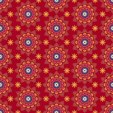 Renkli etnik çiçek süsü. Çiçekli, yerli, pürüzsüz desen