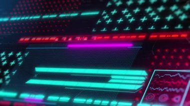 Siber punk stili neon arka plan. Hud arayüzü döngü canlandırmasını geri çek.