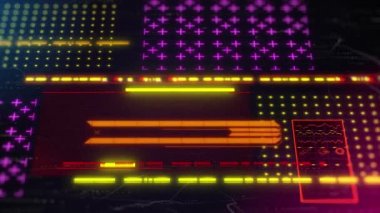 Siberpunk hud arka plan animasyonu. Gelecekçi bilgisayar ekranı arayüzü.