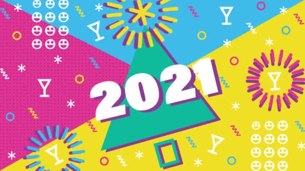 2021 년 행복 한 새해 축하 카드. 홀리데이 애니메이션 배경 — 비디오