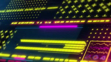 Siber punk tarzı hud arka planı. Yayın için 3D döngü animasyonu. Neon arayüzü