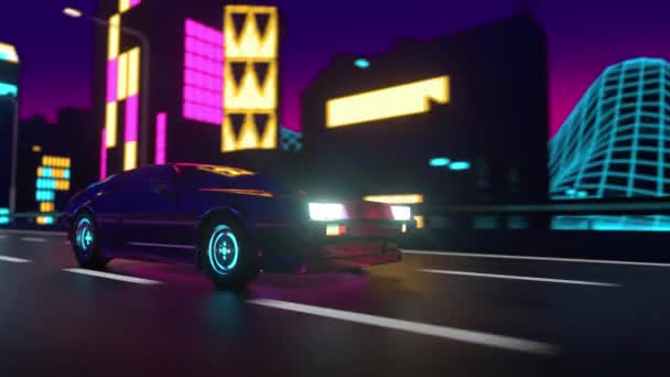 Driving In Retro Futuristic Neon City Screensaver 4K on Make a GIF