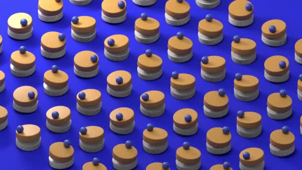 Sweet candy abstracte 3D achtergrond met gebak. Loop animatie modern design — Stockvideo