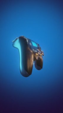 Konsol oyun alanı denetleyicisi koyu mavi arkaplanda dönüyor. Oyun konsepti